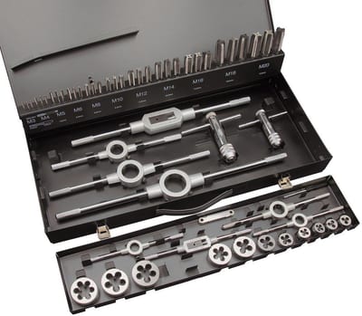 Ironside Thread Cutting Set in case HSS bright - 55PCS, Metric, Tappe-dies-vindejern-topvindejern drill bit, M3-M20, HC-051