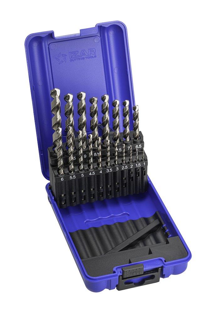 IZAR 1466 Spiral Drill Set DIN 338 HSS-E - 19pcs, 1-10mm, cylindrical shaft, 135°
