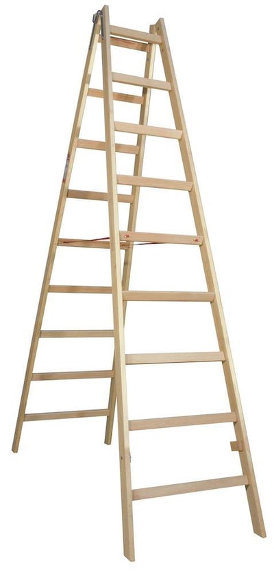 Jumbo Professional Folding Wooden Ladder, 2x9 rungs, 2.4 m