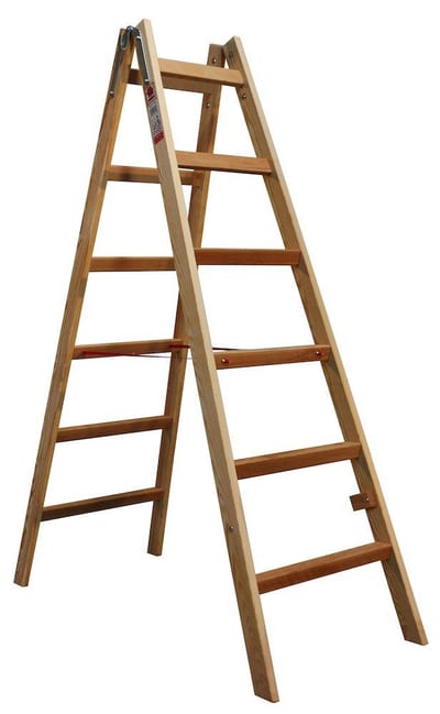Jumbo Professional Double-sided Step Ladder Solid Wood 2 x 6 Rungs 1.63 m