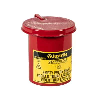 0.45 Gallon, Oily Waste Mini Benchtop Can for Long Cotton-Tip Applicators, SoundGard™ Cover, Red