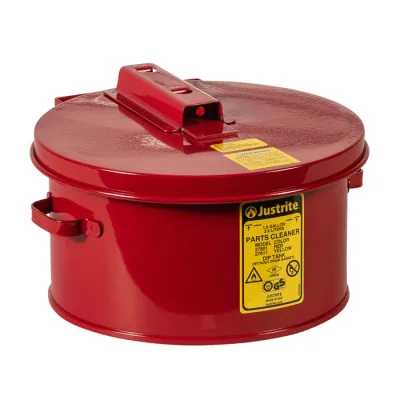 1 Gallon Dip Tank for Cleaning Parts, Manual Cover with Fusible Link, Steel, Red