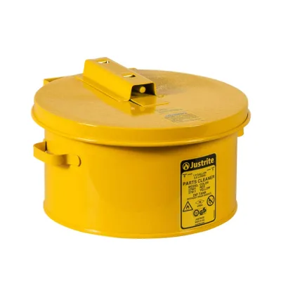 1 Gallon Dip Tank for Cleaning Parts, Manual Cover with Fusible Link, Steel, Yellow