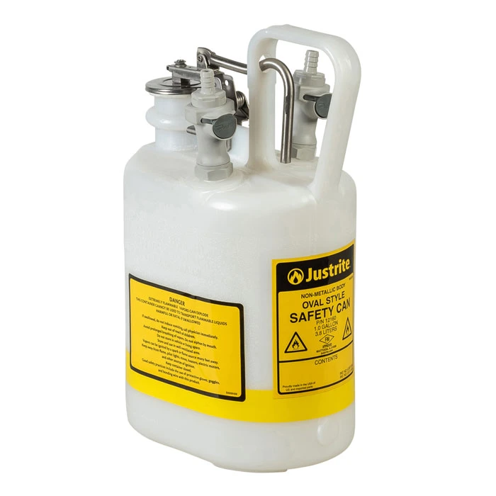 1 Gallon Polyethylene Quick-Disconnect Disposal Can, Polypropylene Fittings for 3/8-IN Tubing, Oval, White - 12160