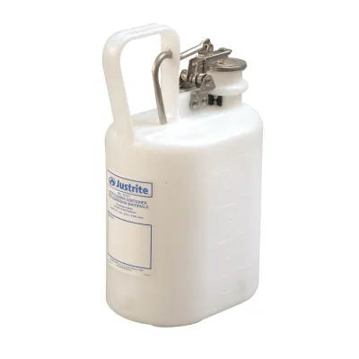 1 Gallon Polyethylene Safety Container for Corrosives/Acids, Stainless Steel Hardware, Oval, White