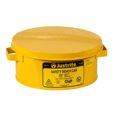 1 Gallon Steel Bench Can, with Perforated Dasher Plate, without Parts Basket, Yellow