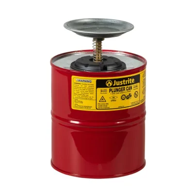 1 Gallon Steel Plunger Dispensing Can, Perforated Pan Screen Serves as Flame Arrester, Red