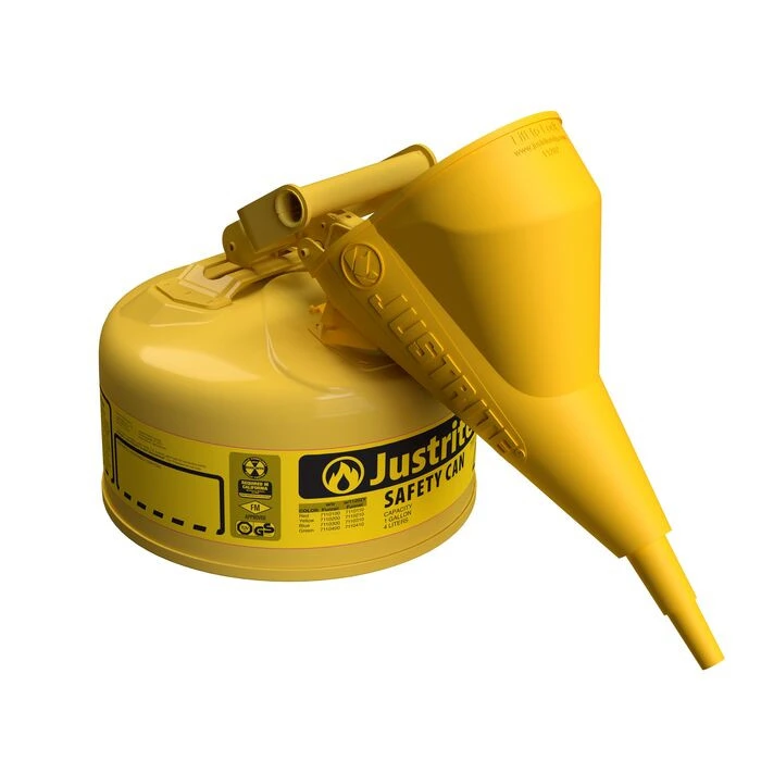 1 Gallon Steel Safety Can for Diesel, Type I, Funnel, Flame Arrester, Yellow - 7110210
