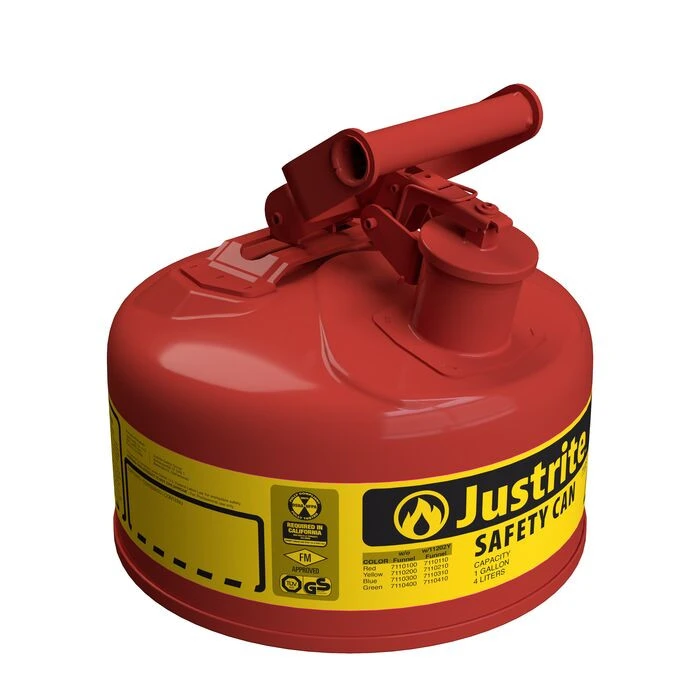 1 Gallon Steel Safety Can for Flammables, Type I, Flame Arrester, Red - 7110100