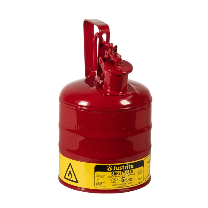 1 Gallon Steel Safety Can for Flammables, Type I, Flame Arrester, Trigger-Handle, Red - 10301