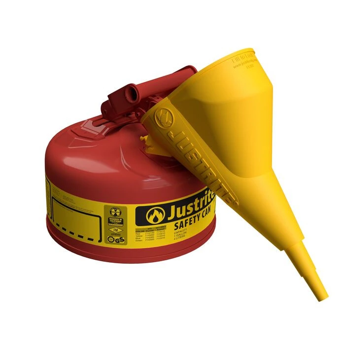 1 Gallon Steel Safety Can for Flammables, Type I, Funnel, Flame Arrester, Red - 7110110