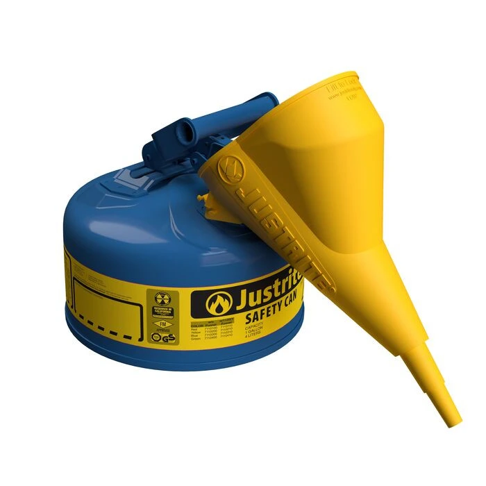1 Gallon Steel Safety Can for Kerosene, Type I, Funnel, Flame Arrester, Blue - 7110310