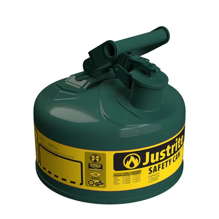 1 Gallon Steel Safety Can for Oil, Type I, Flame Arrester, Green - 7110400