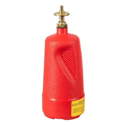 1 Quart Plastic Dispensing Can, Brass Dispenser Valves, Red