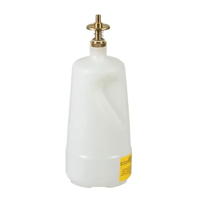 1 Quart Plastic Dispensing Can, Brass Dispenser Valves, Transluscent, White