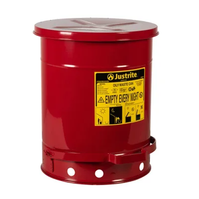 10 Gallon, Oily Waste Can, Hands-Free, Self-Closing Cover, SoundGard™, Red