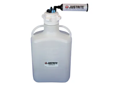 10 Liter HDPE Carboy with Filter Kit, VaporTrap™, 4 Ports 1/8" Tubing, 3 Ports 1/4" Tubing, 1 Port 1/4" or 3/8" Hose Barb, 83mm Cap