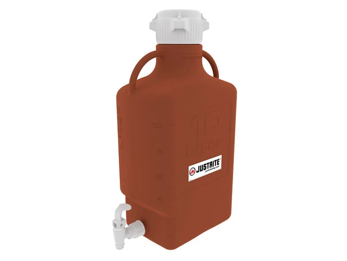10 Liter HDPE Carboy with Spigot, 83mm Cap, Amber - 12925