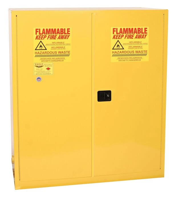 110 Gallon, 2 drum, Vertical, 1 Shelf, 2 Door, Self Close, Haz-Mat Safety Cabinet,Yellow - HAZ5510X