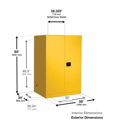 110 Gallon, 2 drum Vertical, 1 Shelf, 2 Doors, Manual Close, Flammable Cabinet with drum Rollers, Sure-Grip® EX, White