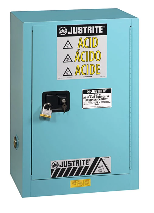 12 Gallon, 1 Shelf, 1 Door, Manual Close, Corrosives/Acids Safety Cabinet, ChemCor® Compac, Blue - 8912022