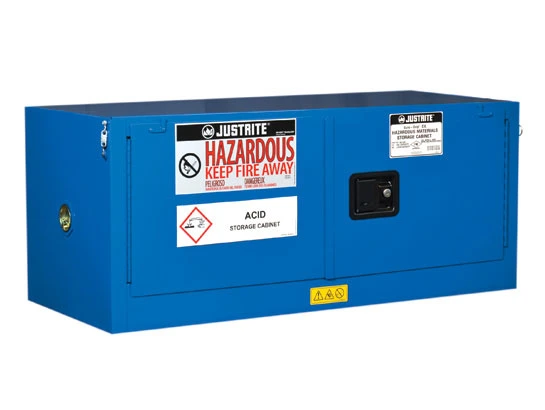 12 Gallon, 1 Shelf, 2 Doors, Self Close, Hazardous Material Cabinet, Sure-Grip® EX Piggyback, Royal Blue - 861328