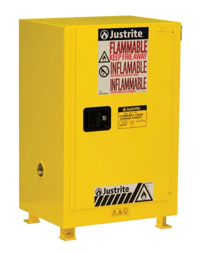 12 Gallon, 2 Shelves, 1 Door, Self-Close, US Navy Flammable Cabinet, Yellow