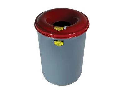 12 Gallon Steel Waste Receptacle, Cease-Fire® Safety drum Can with Steel Head, Gray