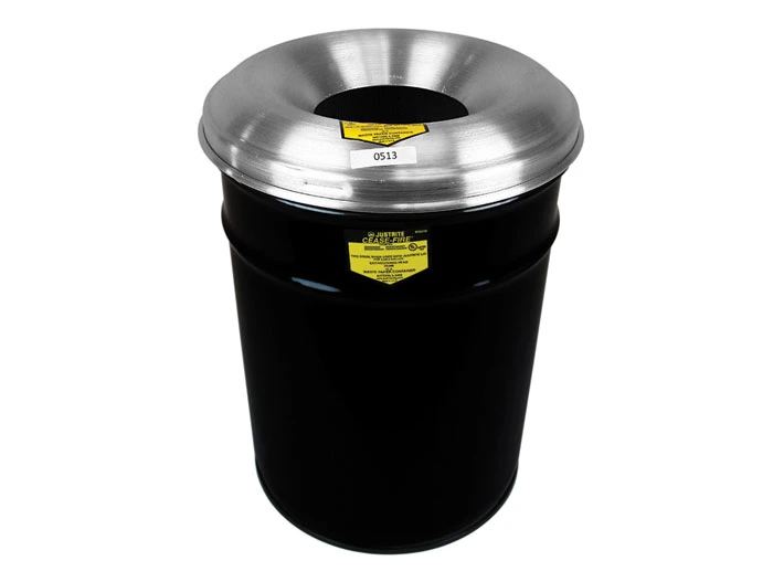 15 Gallon, Cease-Fire® Waste Receptacle, Safety drum Can with Aluminum Head, Black - 26615K