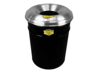 15 Gallon, Cease-Fire® Waste Receptacle, Safety drum Can with Aluminum Head, Black - 26615K