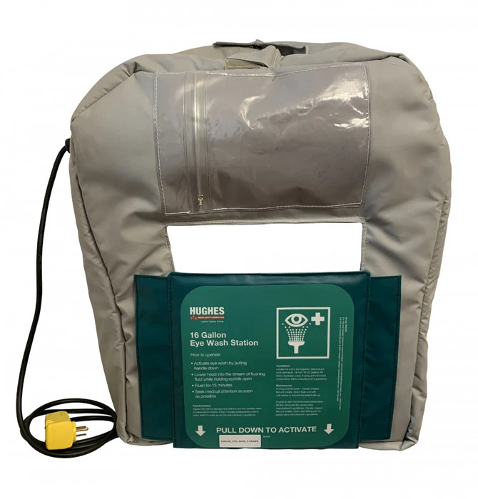 16 Gallon Heated Jacket for Hughes Gravity Fed Eyewash, 120V Plug - 16GFEW-BLKT-HT