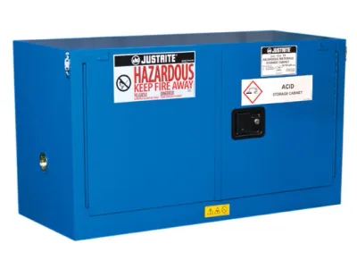 17 Gallon, 1 Shelf, 2 Doors, Self Close, Hazardous Material Cabinet, ChemCor® Piggyback, Royal Blue