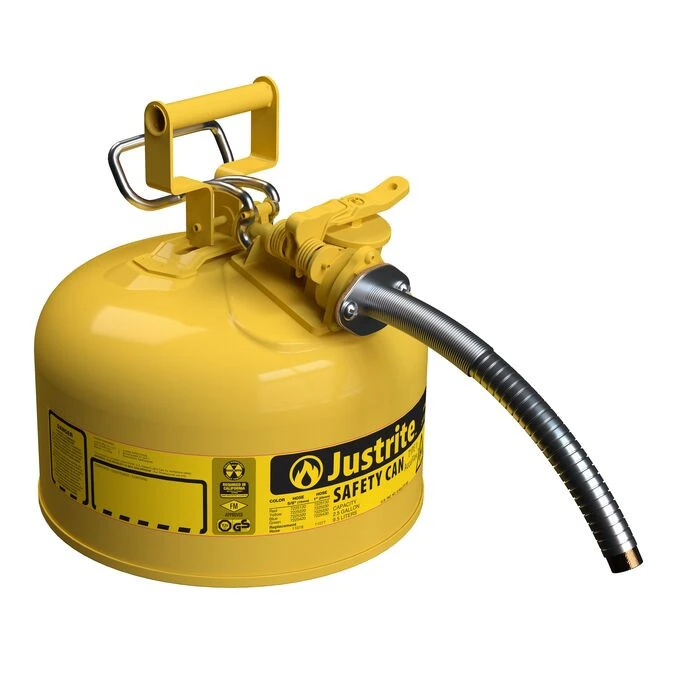 2.5 Gallon, 1" Metal Hose, Steel Safety Can for Diesel, Type II, AccuFlow™, AccuFlow™, Yellow - 7225230