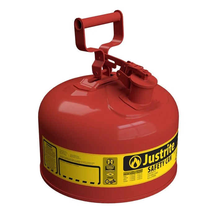 2.5 Gallon Steel Safety Can for Flammables, Type I, Flame Arrester, Red - 7125100