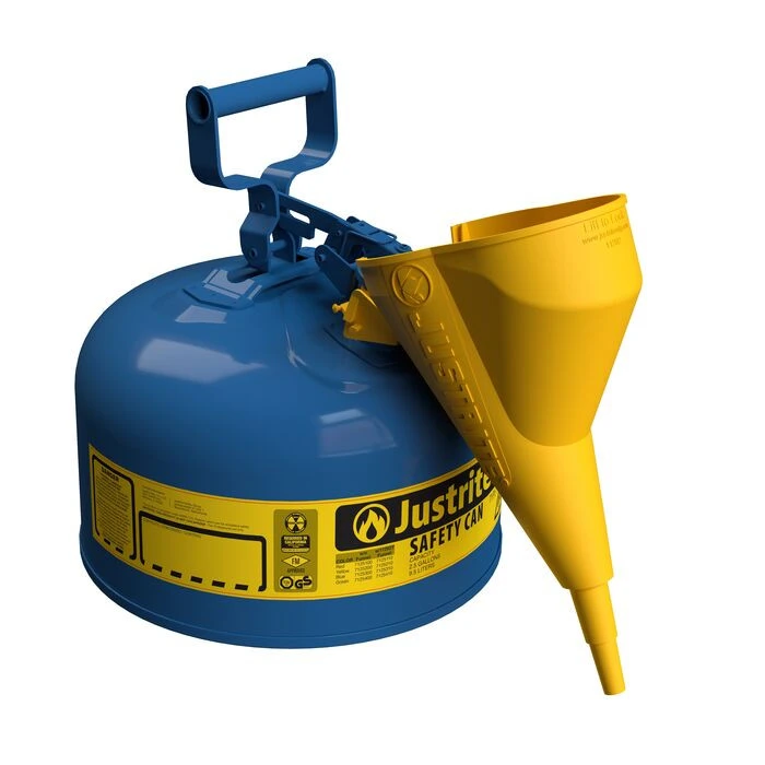 2.5 Gallon Steel Safety Can for Kerosene, Type I, Funnel, Flame Arrester, Blue - 7125310