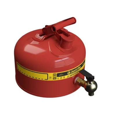 2.5 Gallon Steel Safety Can for Laboratories, Type I, Bottom Brass Flow-Control Faucet, Red