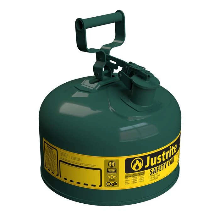 2.5 Gallon Steel Safety Can for Oil, Type I, Flame Arrester, Green - 7125400