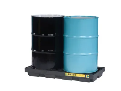 2 drum Accumulation Center, 24 Gallon Spill Capacity, EcoPolyBlend™, No Drain, Black