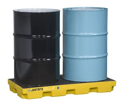 2 drum Accumulation Center, 24 Gallon Spill Capacity, EcoPolyBlend™, No Drain, Yellow
