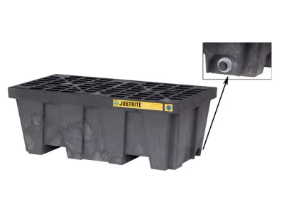 2 drum Plastic Pallet, In-Line, with Drain, EcoPolyBlend™, Black