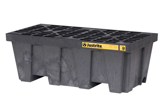 2 drum Plastic Pallet, In-line, without Drain, EcoPolyBlend™, Black - 28623