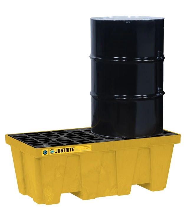 2 drum Plastic Pallet, In-line, without Drain, EcoPolyBlend™, Yellow - 28622
