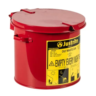 2 Gallon, Countertop Oily Waste Can for Small Wipes and Swabs, Red