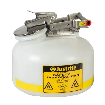 2 Gallon Poly Disposal Safety Can, Flame Arrester, White
