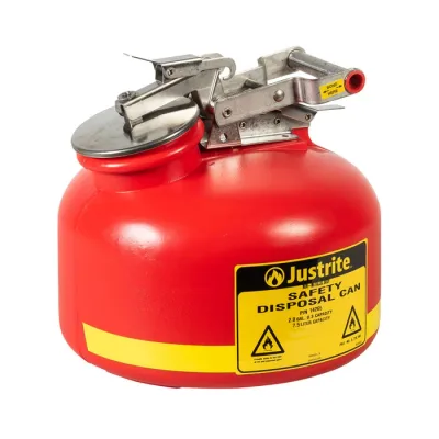 2 Gallon, Polyethylene Safety Can for Liquid Disposal, Built-In Fill Gauge, Red