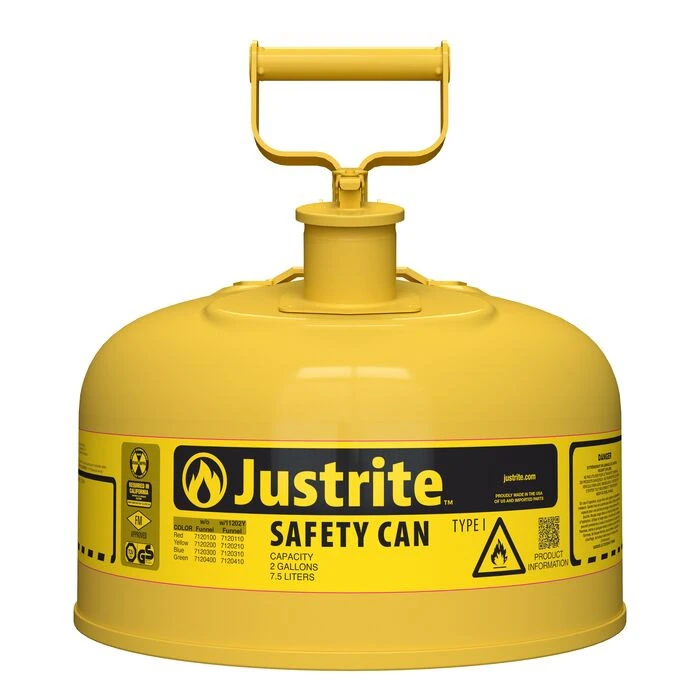 2 Gallon Steel Safety Can for Diesel, Type I, Flame Arrester, Yellow - 7120200