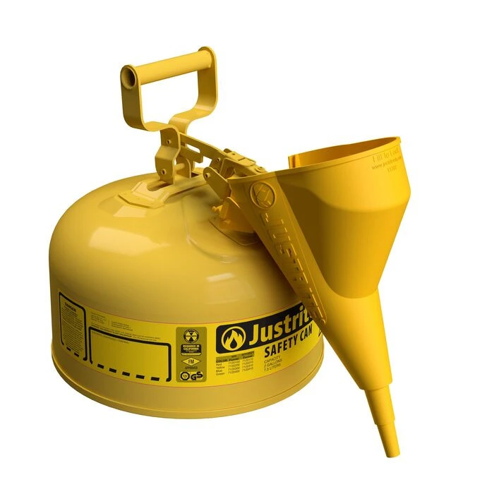 2 Gallon Steel Safety Can for Diesel, Type I, Funnel, Flame Arrester, Yellow - 7120210