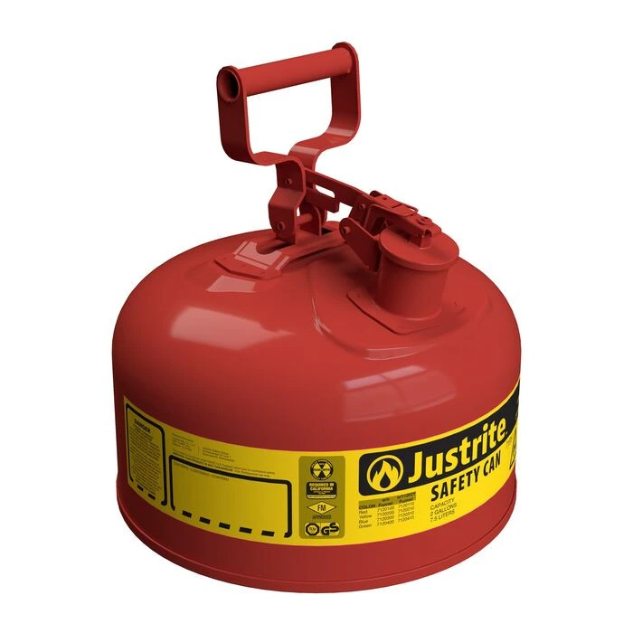 2 Gallon Steel Safety Can for Flammables, Type I, Flame Arrester, Red - 7120100