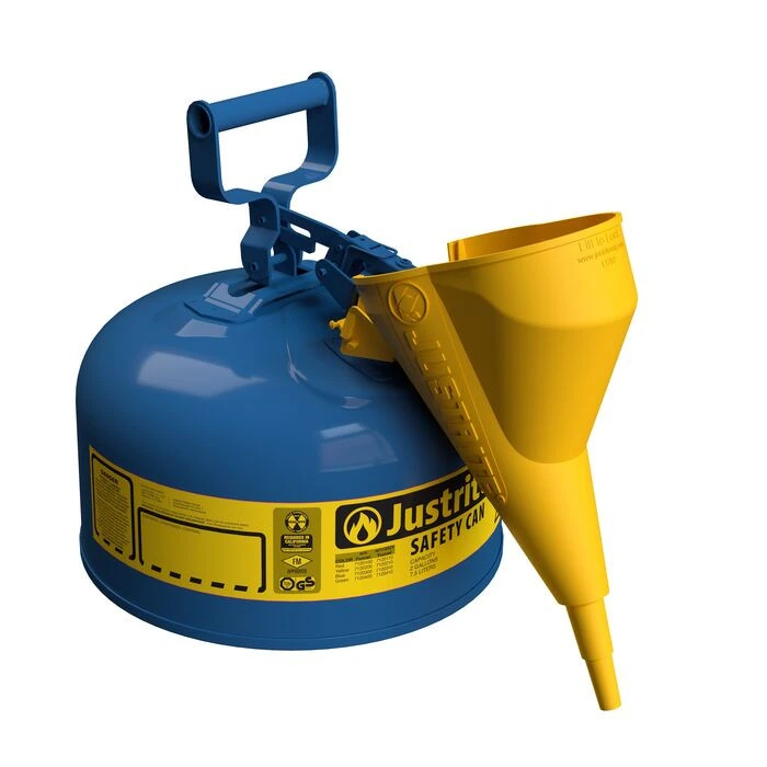 2 Gallon Steel Safety Can for Kerosene, Type I, Funnel, Flame Arrester, Blue - 7120310