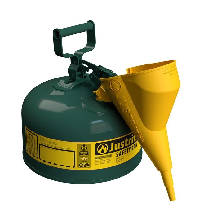 2 Gallon Steel Safety Can for Oil, Type I, Funnel, Flame Arrester, Green - 7120410